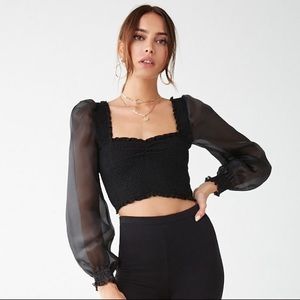 Black balloon sleeve top